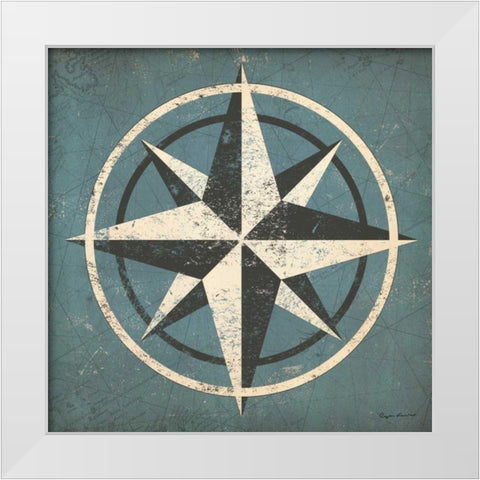 Nautical Compass Blue White Modern Wood Framed Art Print by Fowler, Ryan