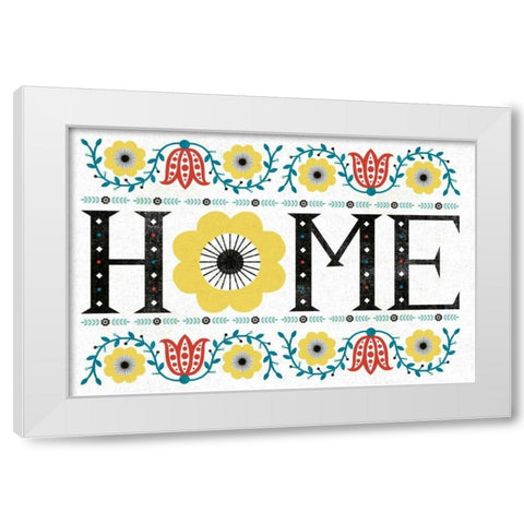 Folk Lodge Home V2 Teal White Modern Wood Framed Art Print by Mullan, Michael