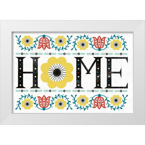 Folk Lodge Home V2 Teal White Modern Wood Framed Art Print by Mullan, Michael