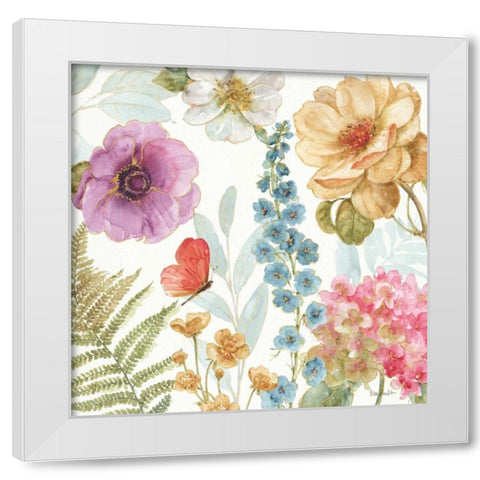 Rainbow Seeds Flowers III White Modern Wood Framed Art Print by Audit, Lisa
