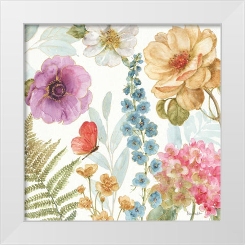 Rainbow Seeds Flowers III White Modern Wood Framed Art Print by Audit, Lisa