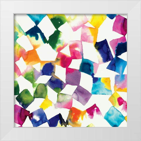 Colorful Cubes White Modern Wood Framed Art Print by Wild Apple Portfolio