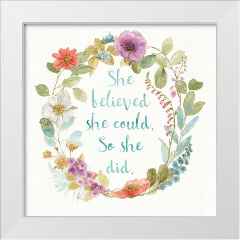 Rainbow Seeds Wreath I White Modern Wood Framed Art Print by Audit, Lisa