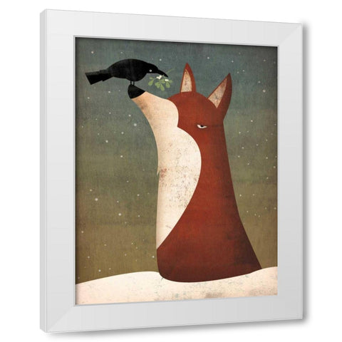 Fox and Mistletoe White Modern Wood Framed Art Print by Fowler, Ryan