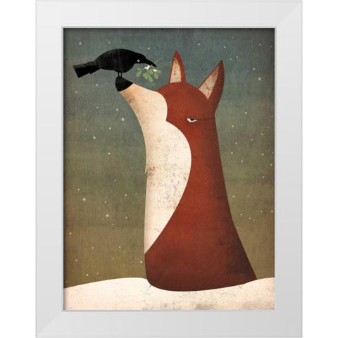 Fox and Mistletoe White Modern Wood Framed Art Print by Fowler, Ryan