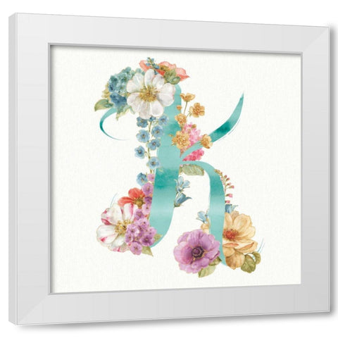 Rainbow Seeds Monogram K White Modern Wood Framed Art Print by Audit, Lisa