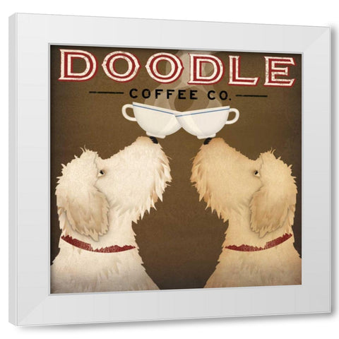 Doodle Coffee Double II White Modern Wood Framed Art Print by Fowler, Ryan