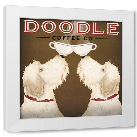 Doodle Coffee Double V White Modern Wood Framed Art Print by Fowler, Ryan