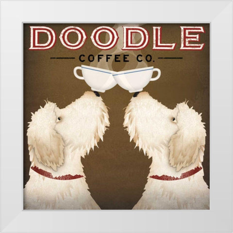Doodle Coffee Double V White Modern Wood Framed Art Print by Fowler, Ryan