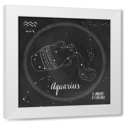 Night Sky Aquarius White Modern Wood Framed Art Print by Miller, Sara Zieve