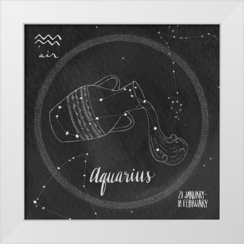 Night Sky Aquarius White Modern Wood Framed Art Print by Miller, Sara Zieve