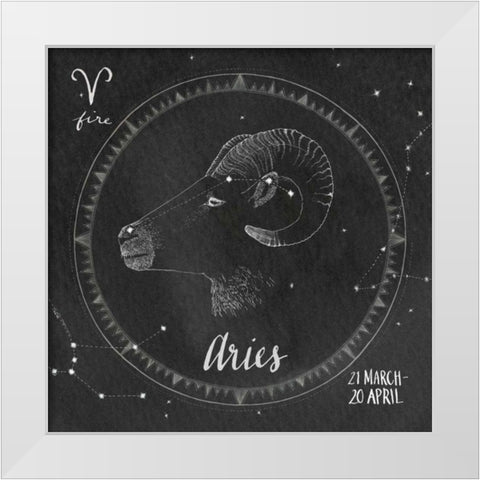 Night Sky Aries White Modern Wood Framed Art Print by Miller, Sara Zieve