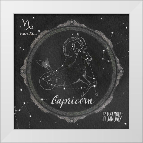 Night Sky Capricorn White Modern Wood Framed Art Print by Miller, Sara Zieve