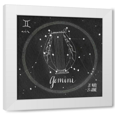 Night Sky Gemini White Modern Wood Framed Art Print by Miller, Sara Zieve