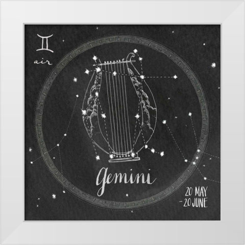 Night Sky Gemini White Modern Wood Framed Art Print by Miller, Sara Zieve