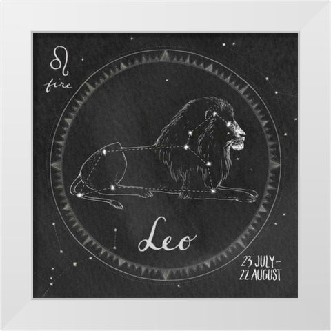 Night Sky Leo White Modern Wood Framed Art Print by Miller, Sara Zieve