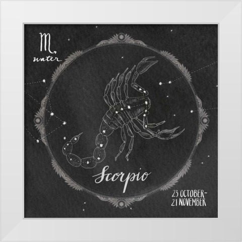 Night Sky Scorpio White Modern Wood Framed Art Print by Miller, Sara Zieve