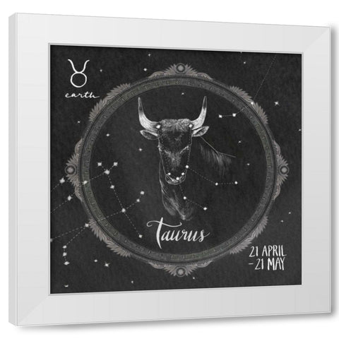 Night Sky Taurus White Modern Wood Framed Art Print by Miller, Sara Zieve