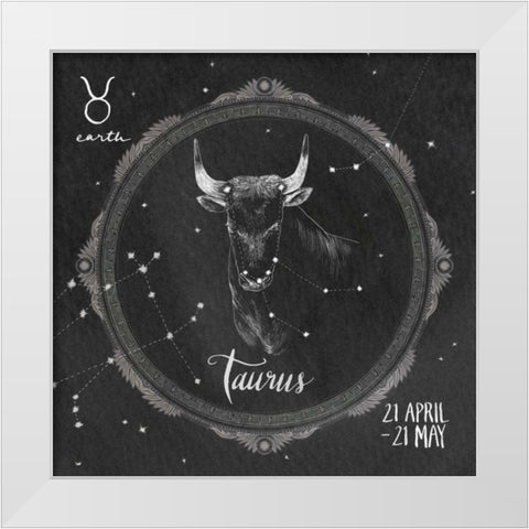 Night Sky Taurus White Modern Wood Framed Art Print by Miller, Sara Zieve