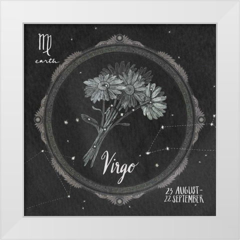 Night Sky Virgo White Modern Wood Framed Art Print by Miller, Sara Zieve