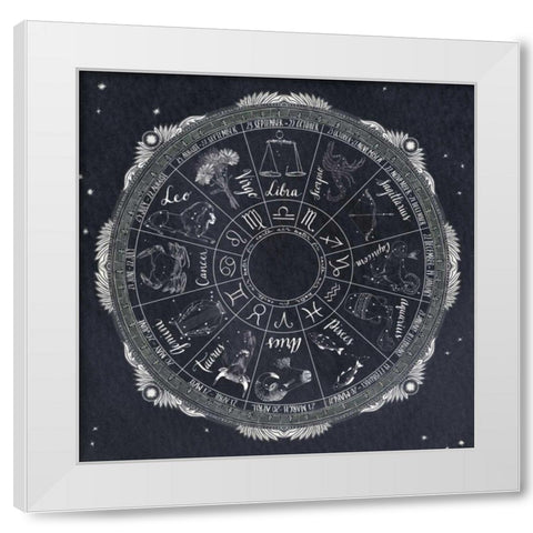 Night Sky Zodiac White Modern Wood Framed Art Print by Miller, Sara Zieve