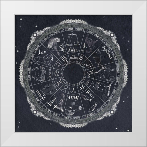 Night Sky Zodiac White Modern Wood Framed Art Print by Miller, Sara Zieve