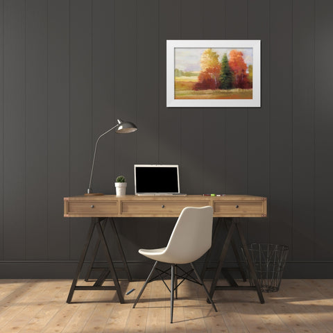 Autumn Leaves White Modern Wood Framed Art Print by Rowan, Carol