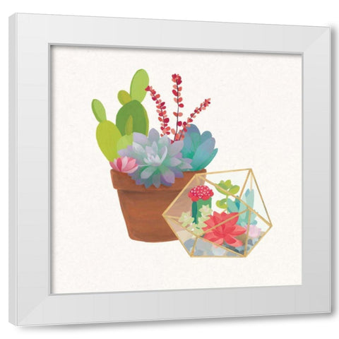 Succulent Garden II White Modern Wood Framed Art Print by Wild Apple Portfolio