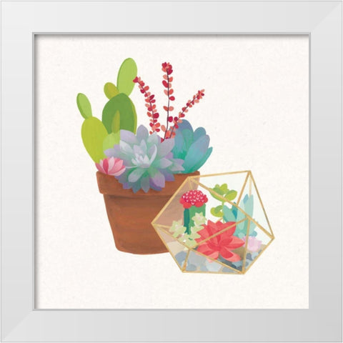 Succulent Garden II White Modern Wood Framed Art Print by Wild Apple Portfolio