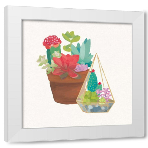 Succulent Garden IV White Modern Wood Framed Art Print by Wild Apple Portfolio