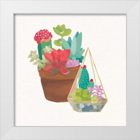 Succulent Garden IV White Modern Wood Framed Art Print by Wild Apple Portfolio