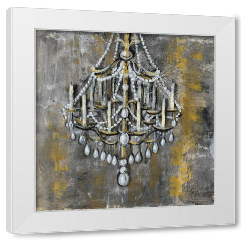 Vintage Chandelier I White Modern Wood Framed Art Print by Vassileva, Silvia