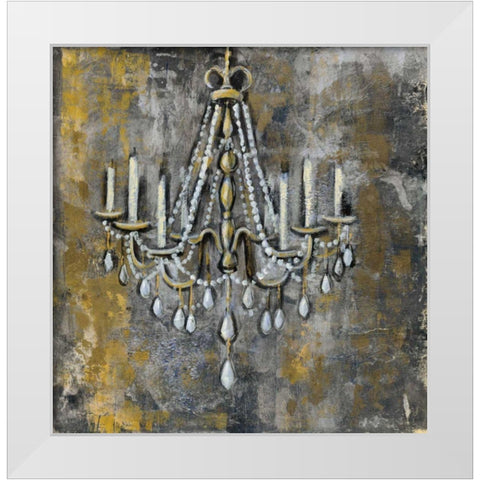Vintage Chandelier II White Modern Wood Framed Art Print by Vassileva, Silvia
