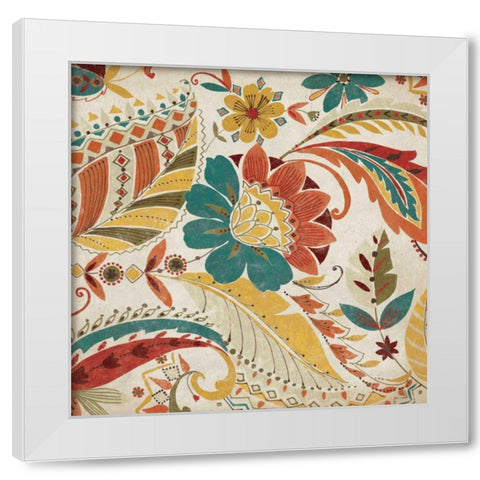Boho Paisley Spice II White Modern Wood Framed Art Print by Wild Apple Portfolio