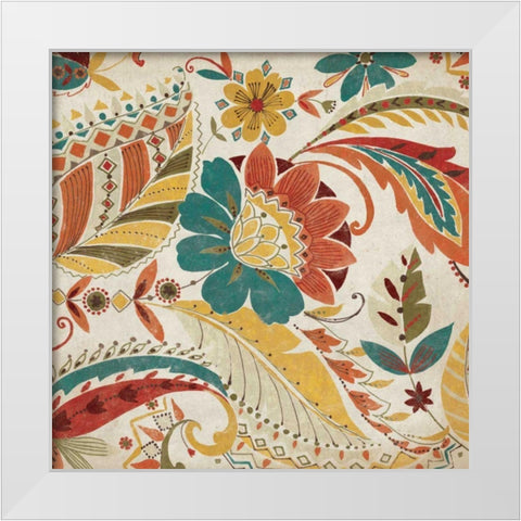 Boho Paisley Spice II White Modern Wood Framed Art Print by Wild Apple Portfolio