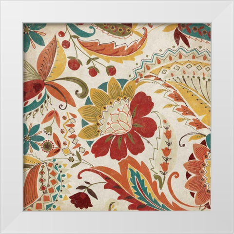 Boho Paisley Spice I White Modern Wood Framed Art Print by Wild Apple Portfolio
