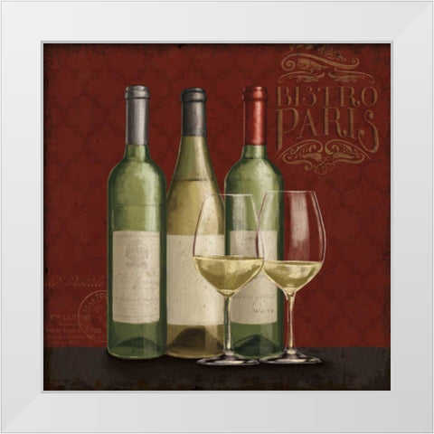 Bistro Paris White Wine v.2 White Modern Wood Framed Art Print by Penner, Janelle