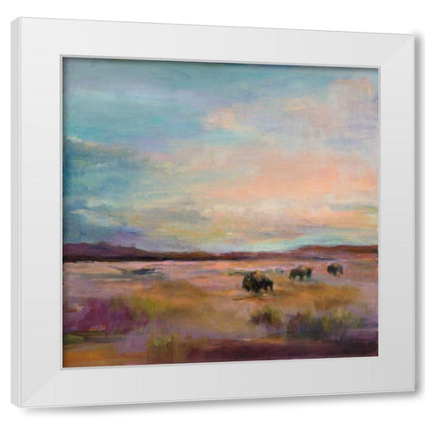 Buffalo Under Big Sky White Modern Wood Framed Art Print by Hageman, Marilyn