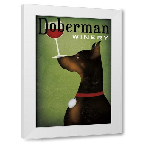 Single Doberman Winery White Modern Wood Framed Art Print by Fowler, Ryan