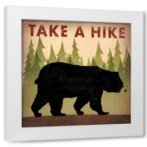 Take a Hike Black Bear White Modern Wood Framed Art Print by Fowler, Ryan