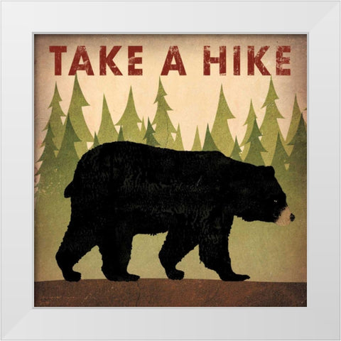 Take a Hike Black Bear White Modern Wood Framed Art Print by Fowler, Ryan