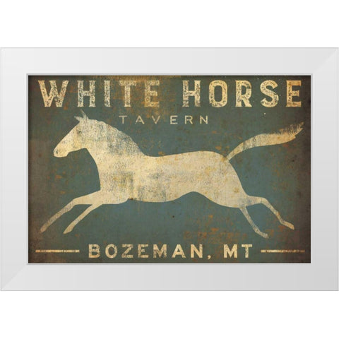 White Horse Running White Modern Wood Framed Art Print by Fowler, Ryan