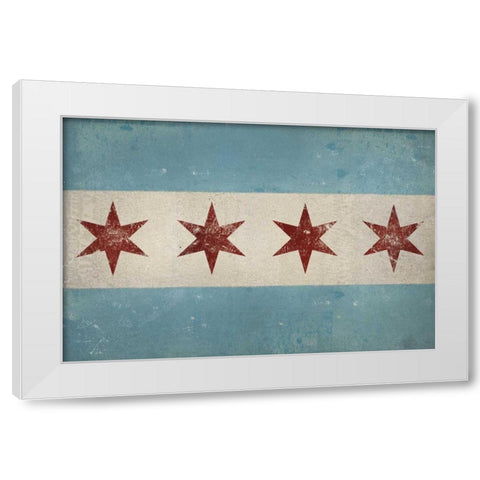 Chicago Flag White Modern Wood Framed Art Print by Fowler, Ryan