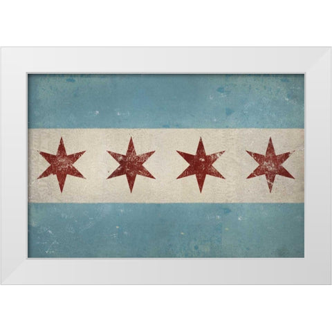 Chicago Flag White Modern Wood Framed Art Print by Fowler, Ryan