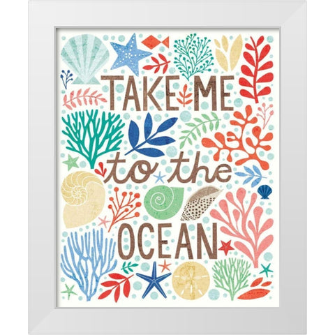 Under Sea Treasures IV White Modern Wood Framed Art Print by Mullan, Michael