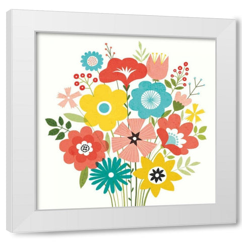 Seaside Bouquet IV White Modern Wood Framed Art Print by Mullan, Michael