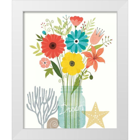 Seaside Bouquet III Mason Jar White Modern Wood Framed Art Print by Mullan, Michael
