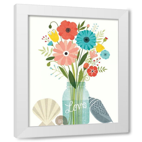 Seaside Bouquet II Mason Jar White Modern Wood Framed Art Print by Mullan, Michael