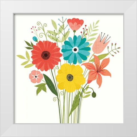 Seaside Bouquet III White Modern Wood Framed Art Print by Mullan, Michael