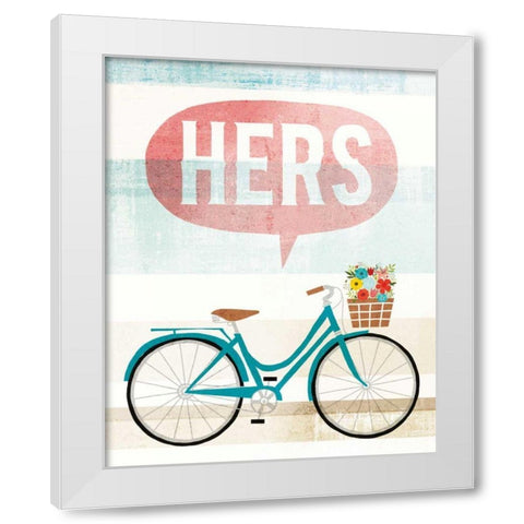 Beach Cruiser Hers II White Modern Wood Framed Art Print by Mullan, Michael